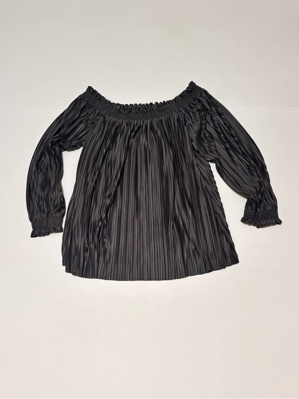 Banana Republic Dark Gray Pleated Off-Shoulder Blouse